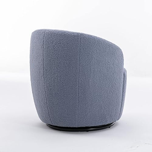 Miniatura 23 de HomVent Silla giratoria con tapizado de peluche, silla redonda con base de metal, sillón giratorio de 360 grados, sillón tapizado para ocio, sala de