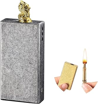 Antique Silver knurled Kerosene Lighter, Match Lighter, Hand-Embossed, Mechanical Ignition, Suitable for Collection/Gift Kerosene not IncludedSilver