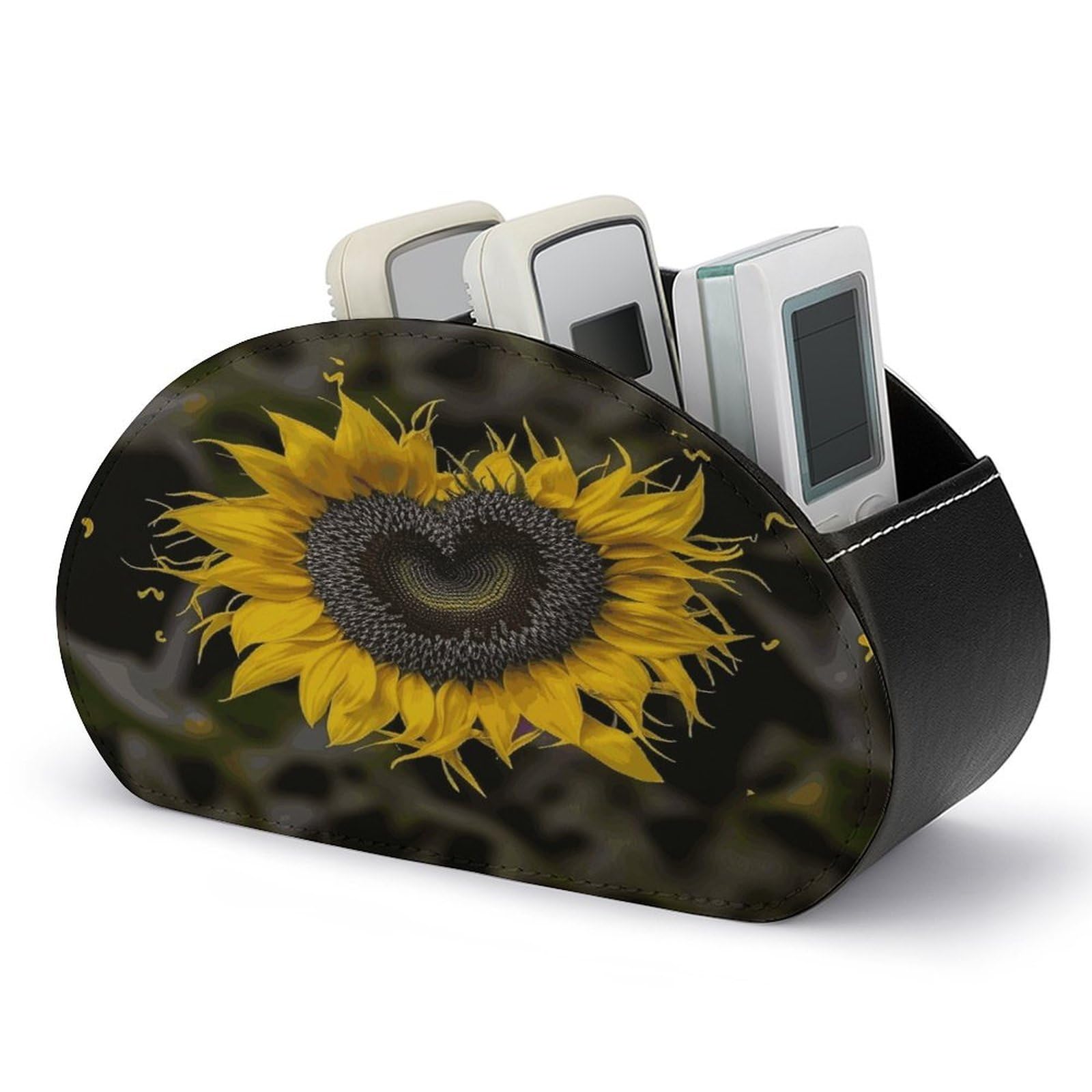 Btcowzrv Style Heart Shaped Sunflower Remote Control Holder With 5 Compartments