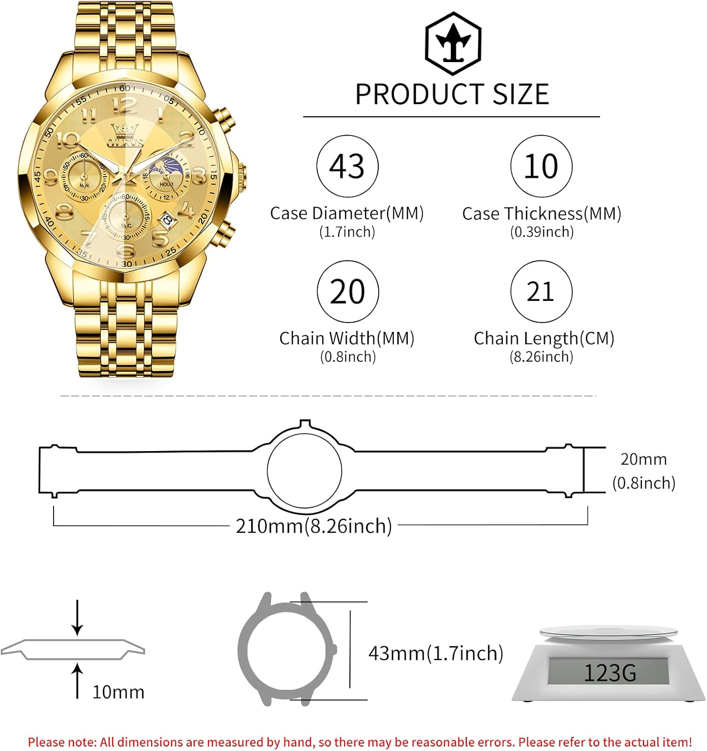 OLEVS Mens Watches Large Face Watch for Men Casual Stainless Steel Diamond Analog Quartz Waterproof Date Dress Men's Wrist Watch…