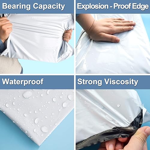 Miniatura 4 de Poly Mailers 11×15 pulgadas con asa, envío sobres bolsas con auto-adhesivo