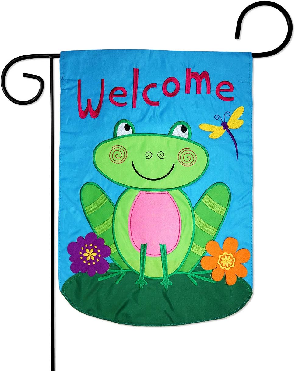 Welcome Frog Garden Flag Farmhouse Home Decor Friends Bugs Frogs Porch Door Plaque Butterfly Ladybugs Dragonfly Bee Spring time Insect Wildlife Grave Yard Wall Decorations Holiday Outdoor Flags Gifts For Grandma