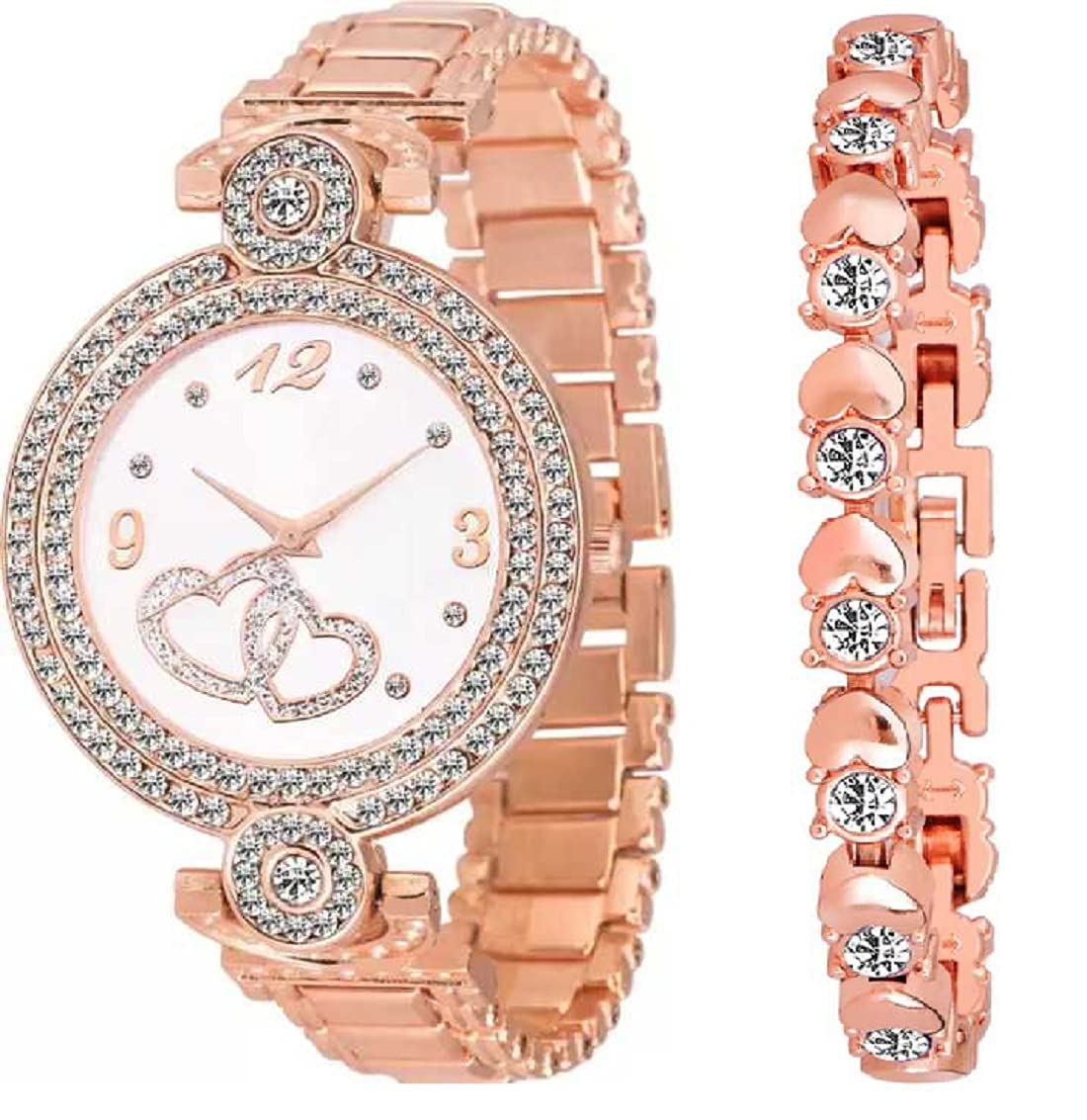 BID Analog White Dial Studded Diamond Luxury Fashion Bracelet Watch for Women & Girls (B08WCJFWGN) Amazon Price History, Amazon Price Tracker