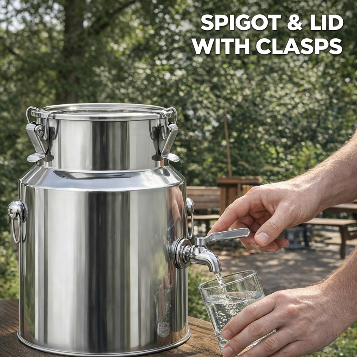 5L 10L 20L 30L 40L 60L Transportkanne Edelstahl Milchkanne Luftdicht mit Deckel, 304 Milcheimer Milchkännchen für Milch Wein Öl, Auslaufsicherer Milchbehälter(With Spigot,18L/4.76Gal)