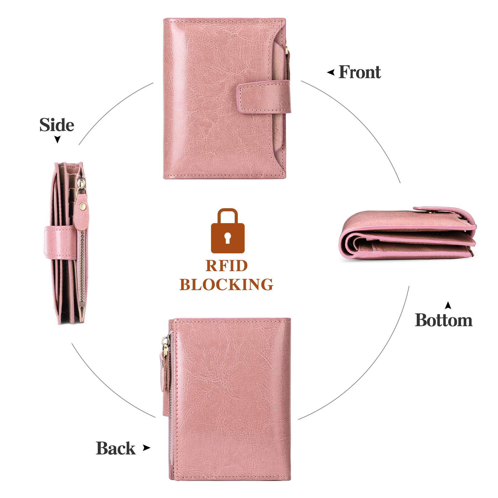 SENDEFN Portafoglio Donna in Pelle Vera Piccolo Portamonete Cute con Cerniera 14 Carte Portafoglio Donna Pelle con Tanti Scomparti