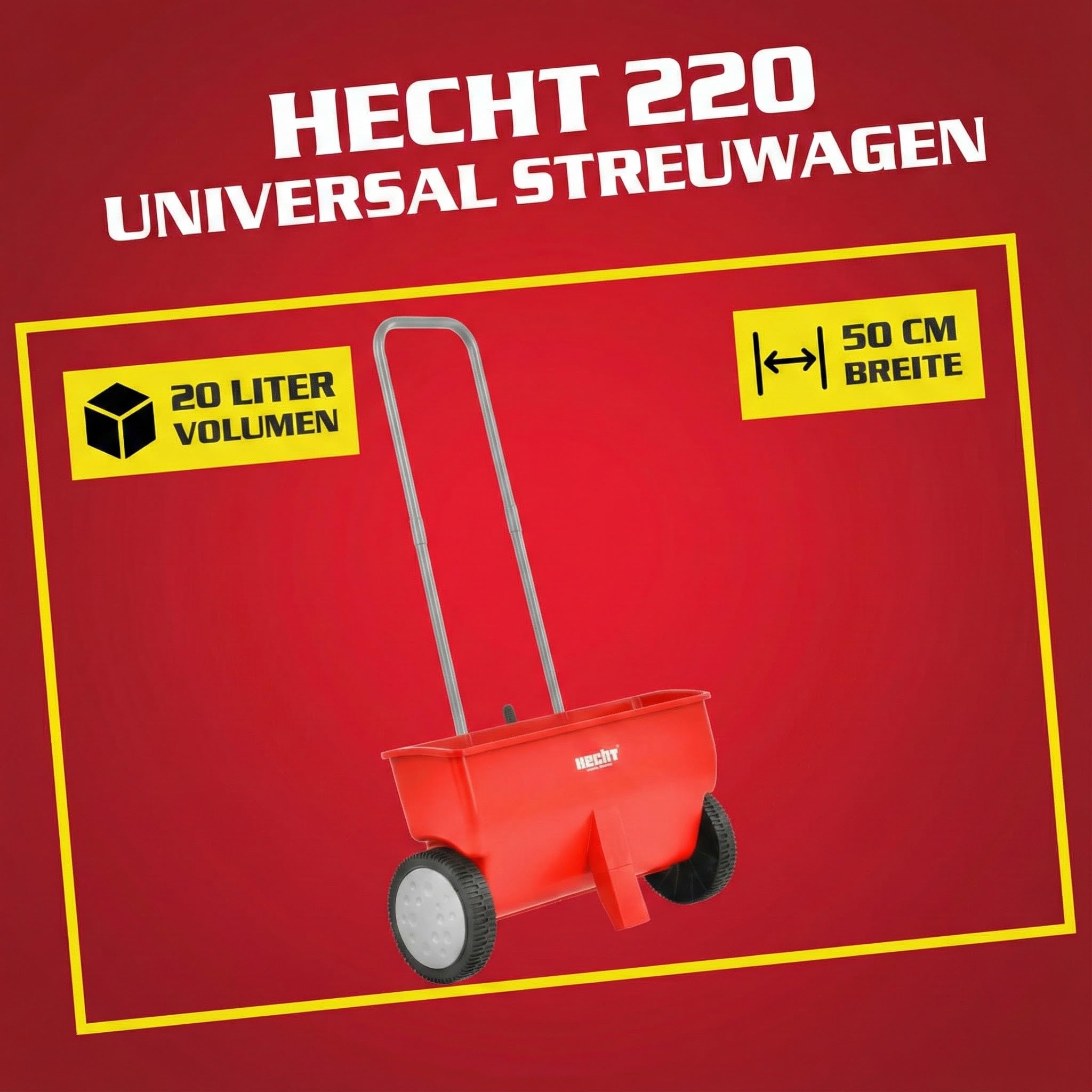 HECHT Épandeur universel 220 pour engrais et sel (avec une capacité d'environ 20 l, largeur de travail d'environ 50 cm)