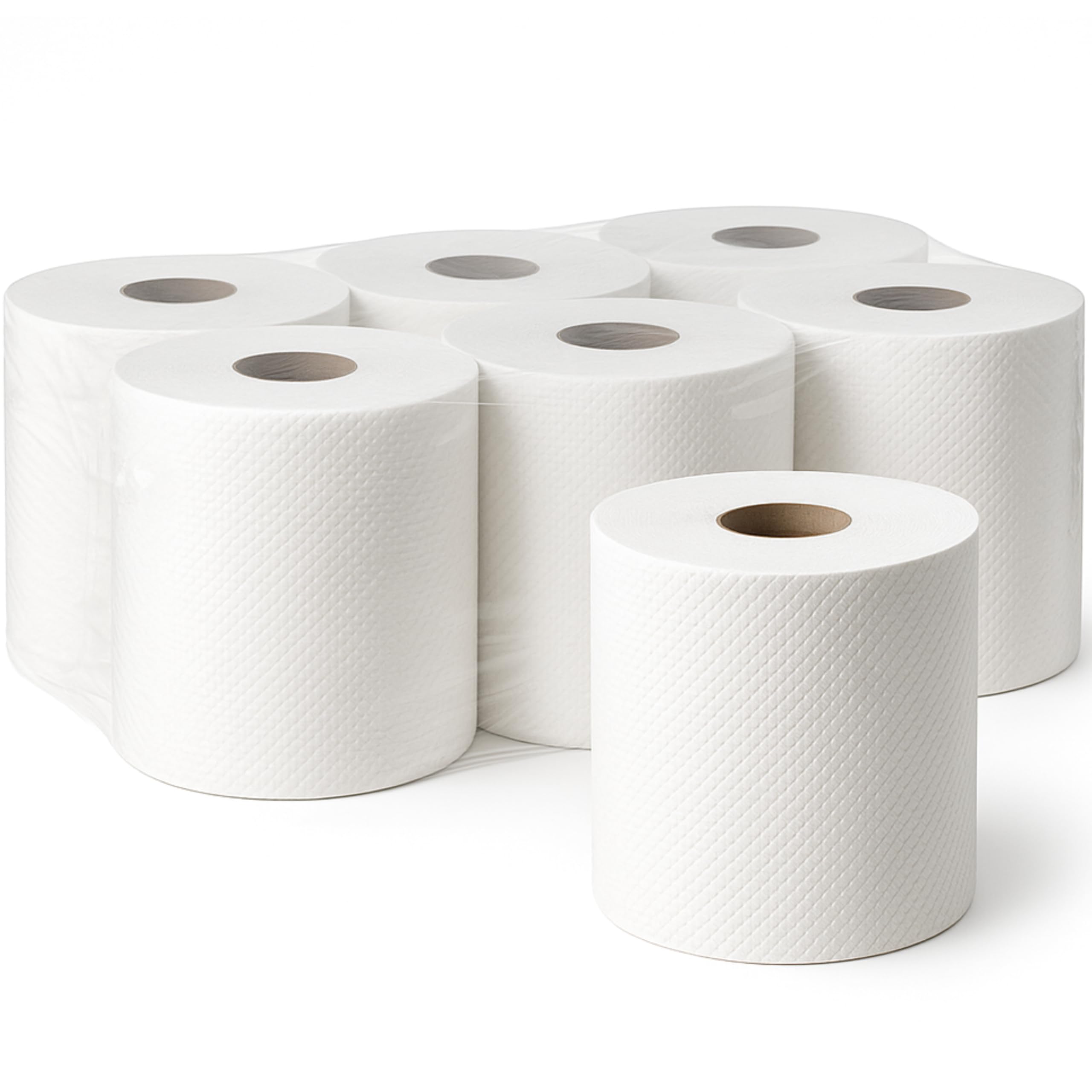 6 Rollos de Papel Industrial Bobina Papel Secamanos Toallas Desechables Secamanos Alta Absorción Bobina Industrial Grande Mecha Doble Capa Rollo Cocina Servilletas 90m 450 Servicios (6, 600)