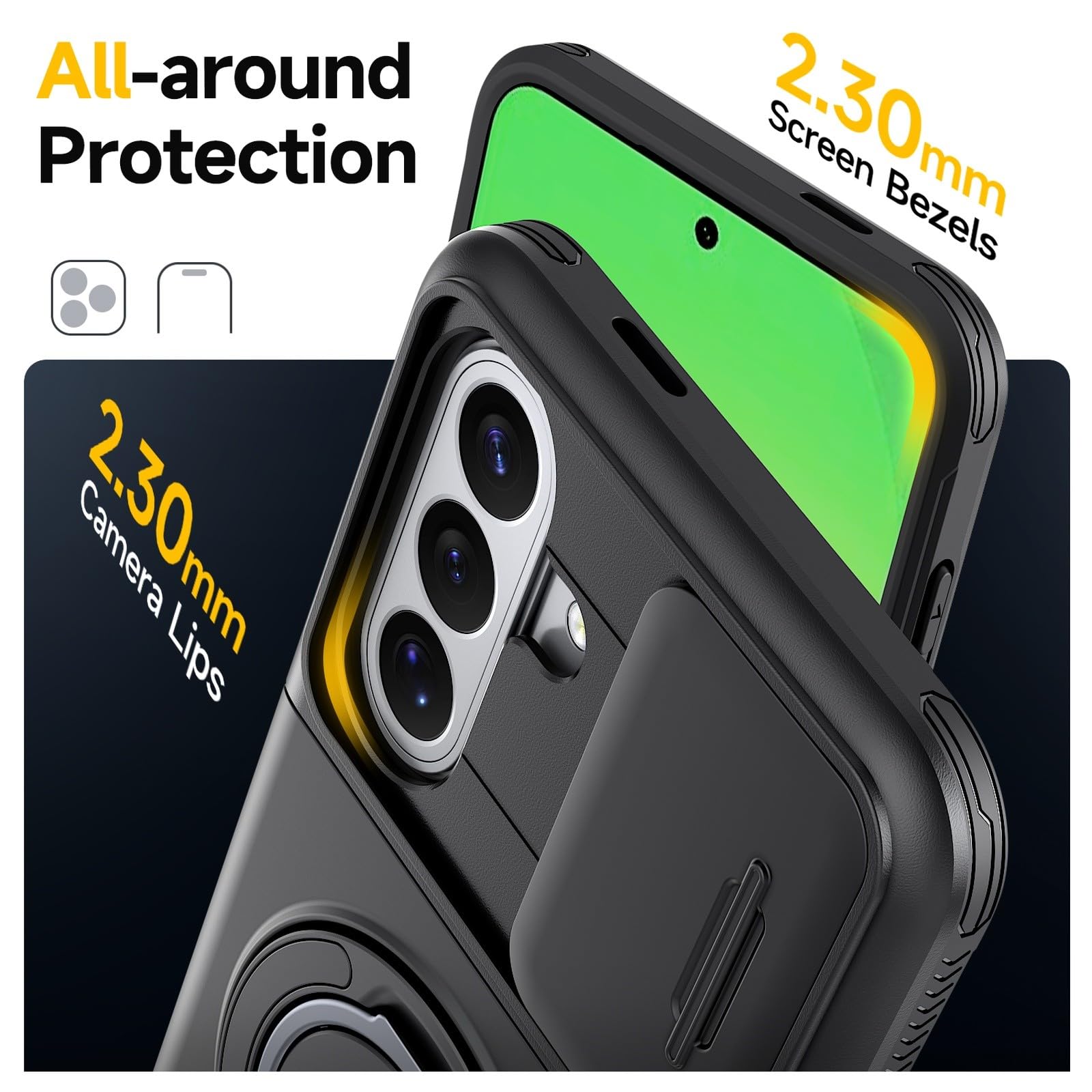 Generic Coque compatible avec Samsung Galaxy A55 (couleur : gris) porte-cartes arrière rigide en silicone