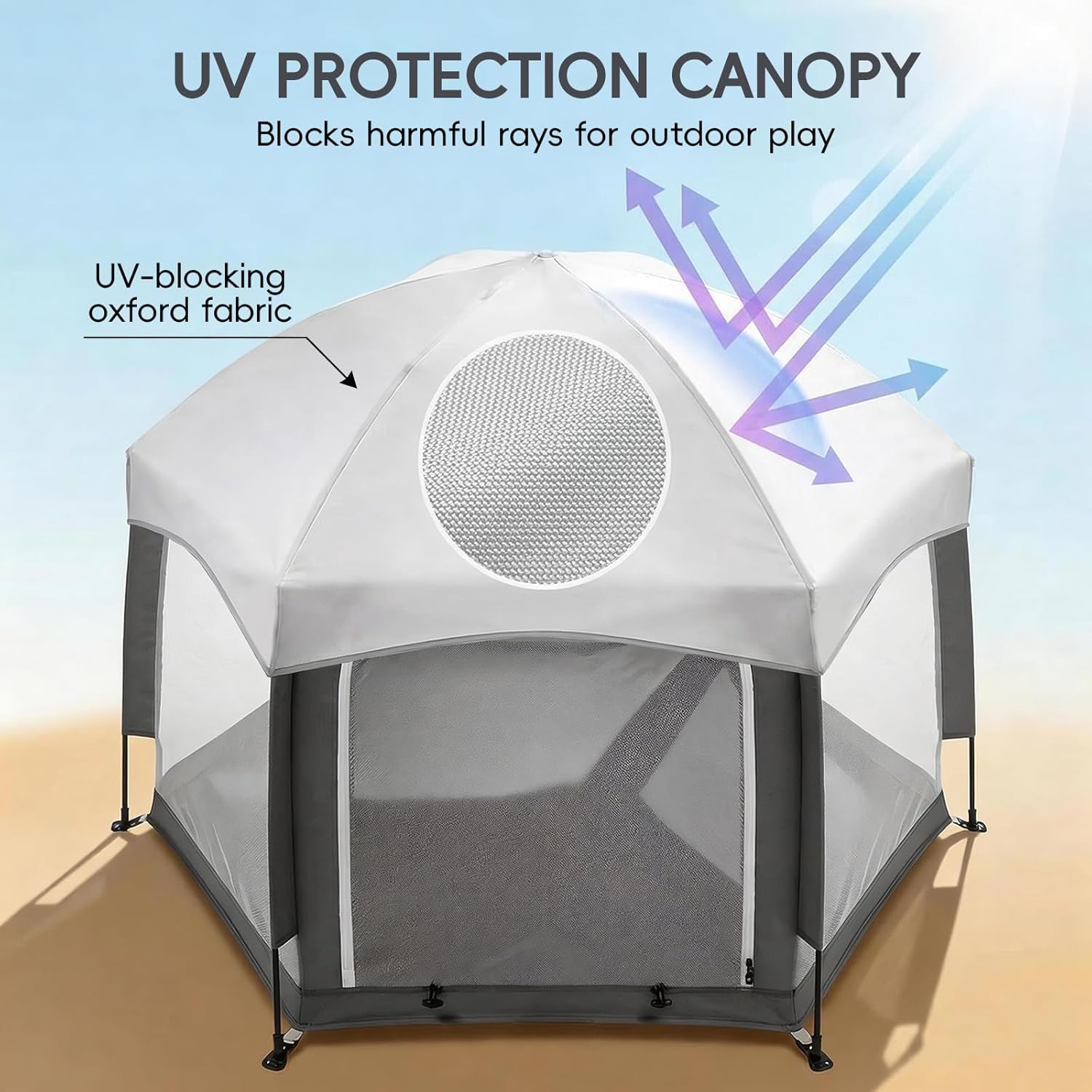 Palopalo Black Pop Up Baby Beach Tent - UPF50+ Sun Protection Canopy & Mosquito Net, Instant Setup Portable Playpen for Indoor & Outdoor Play, Lightweight Pack and Play Yard
