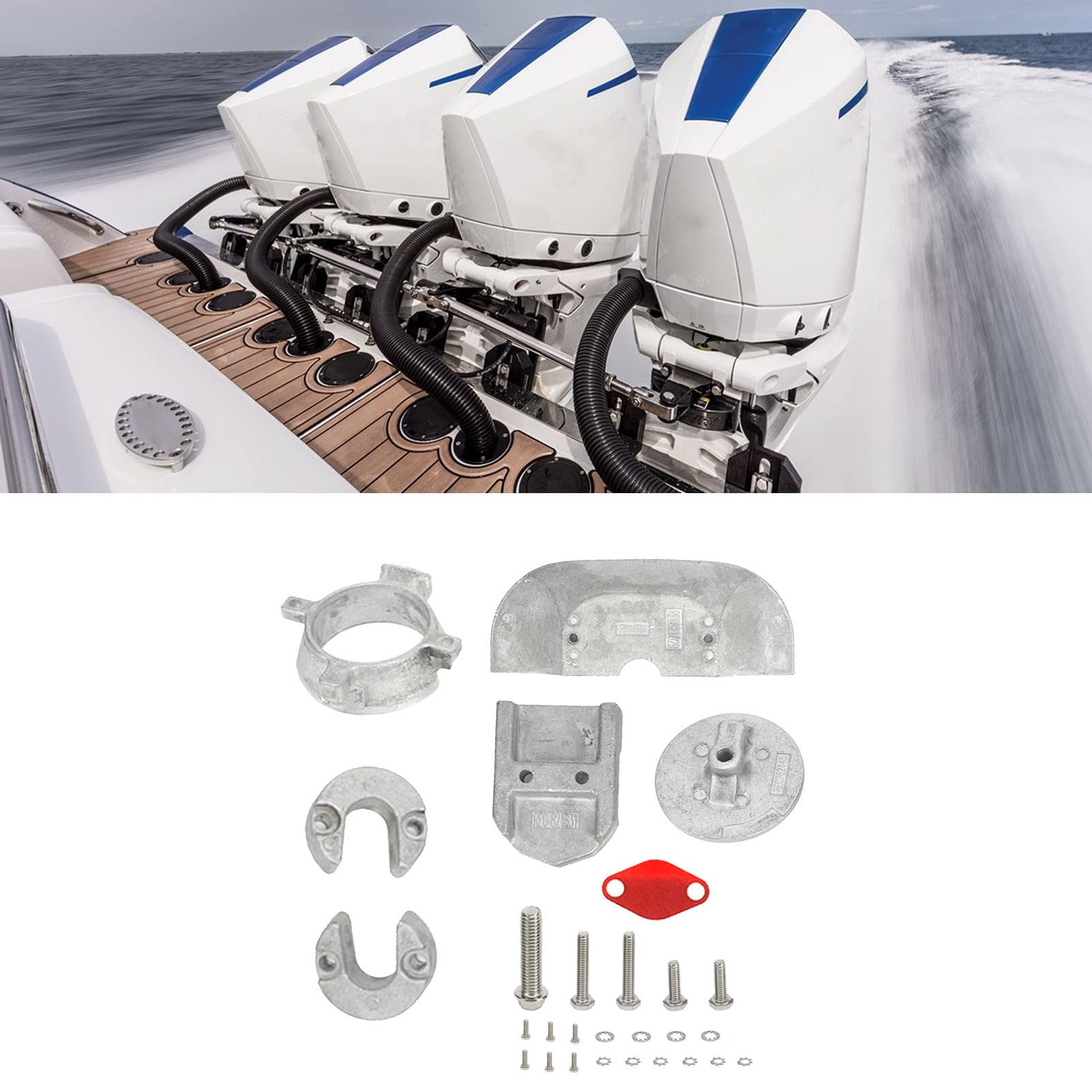 Qqmora Aluminium-Anoden-Kit 888756Q01 Hochfester, Rostfreier Marine-Anodenschutz für Mercruiser Alpha 1 Generation 2 Z-Antriebe von 1991 Bis Heute