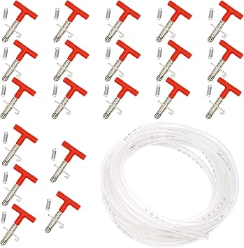 20PCS Automatic Rabbit Nipple Drinker Feeder with 8m Drinking Pipes Mouse Waterer Bunny Rodent Poultry Watering System