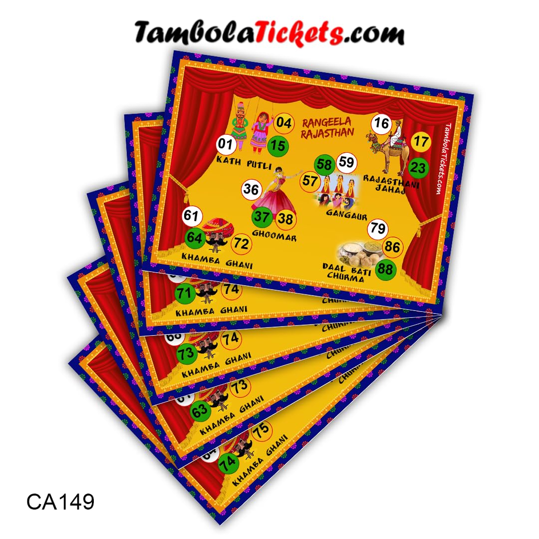 Rangeelo Rajasthan Theme Bingo Housie tambola Tickets (Printed on Hard Sheet, Big Size Tickets, 8 Cards) Design Code :CA149 - Image 2 thumbnail