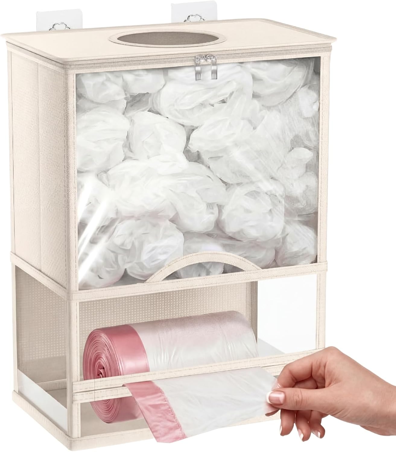 Plastic Bag Holder, Grocery Bag Holder with Trash Bag Roll Dispenser