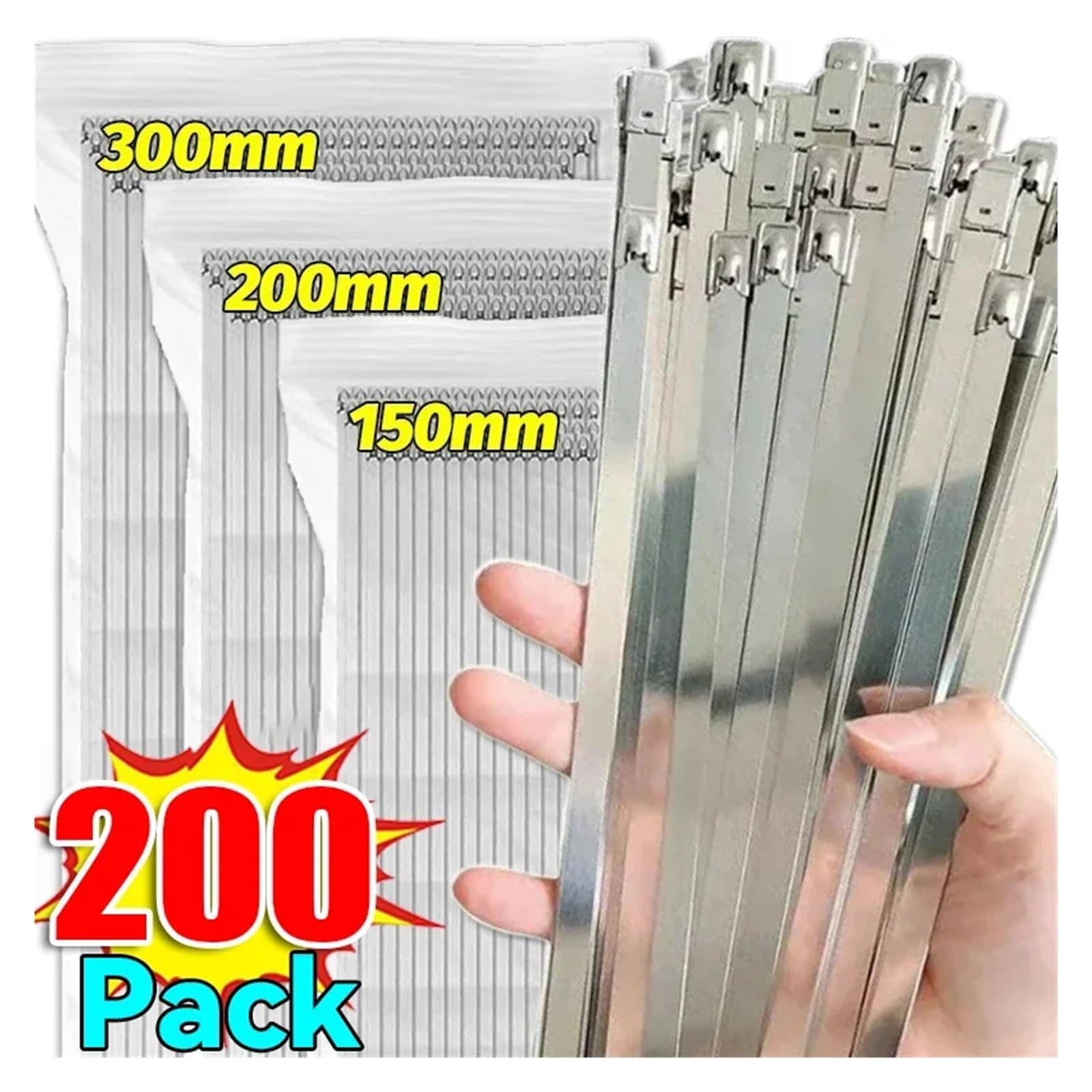 LYVQZPWLRcâble en acier inoxydable, Lot de 20/200 serre-câbles en acier inoxydable, réutilisables, auto-obturants, anneau de fixation, attaches de câbles, matériel métallique polyvalent, organisateur