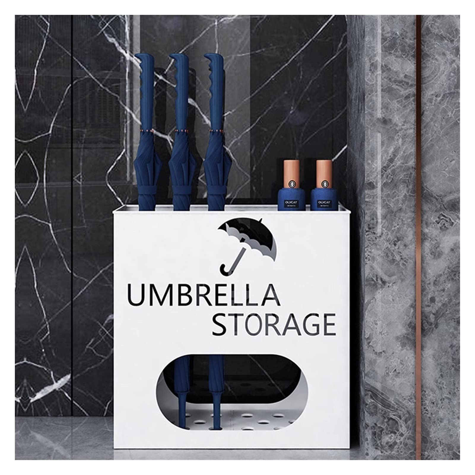 Porte-parapluies en métal blanc pour 22 parapluies de bureau