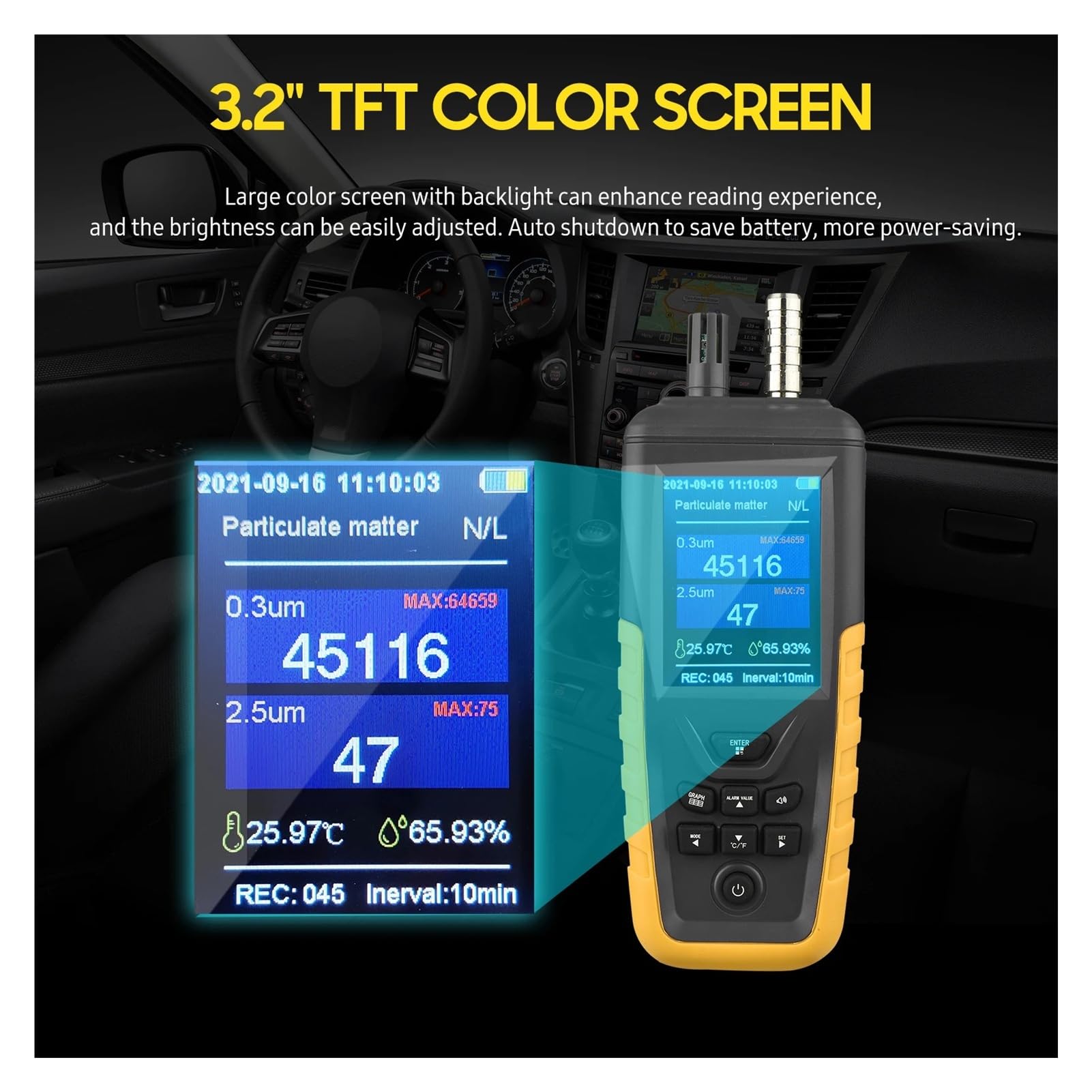 TC-8200 Licznik cząstek kurzu z wyświetlaczem LCD Detektor PM2,5 PM10 Miernik temperatury i wilgotności dla pomieszczeń czystych klasy 100 Daty w czasie rzeczywistym(TC-8100)
