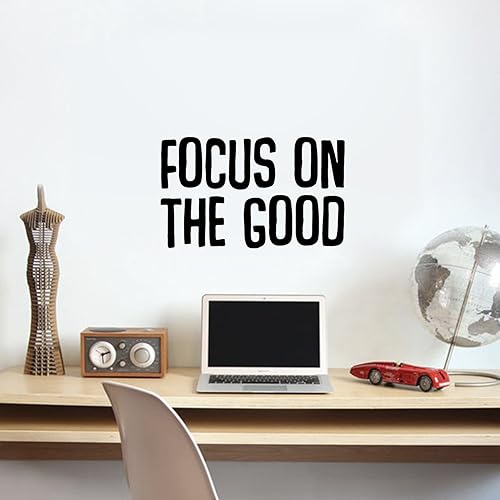 Aurabeam Calcomanía de vinilo motivacional para pared, enfoque en lo bueno, calcomanía de vinilo decorativa de 14 x 23 pulgadas, citas alentadoras