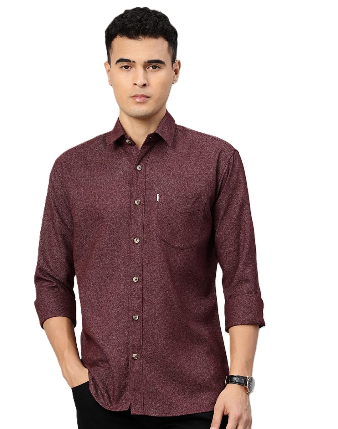 majestic man Woolen Cotton Blend Solid Winter Shirt – Full Sleeve, Premium Warm Fabric-picture-31