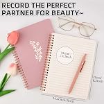 Cute Spiral Notebook A5, Aesthetic Floral Design Spiral Journal for Women Girls with Pocket & Lined Pages, 8MM 160 Pages/80 Sheets Wirebound Note Book for Work Office School, 3 Colors