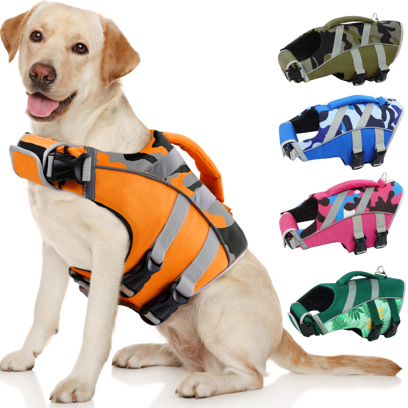 Kuoser Chaleco salvavidas para perros, chaleco salvavidas para perros de durabilidad, excelente flotabilidad, chaleco salvavidas para perros pequeños, grandes y medianos, chaleco salvavidas para