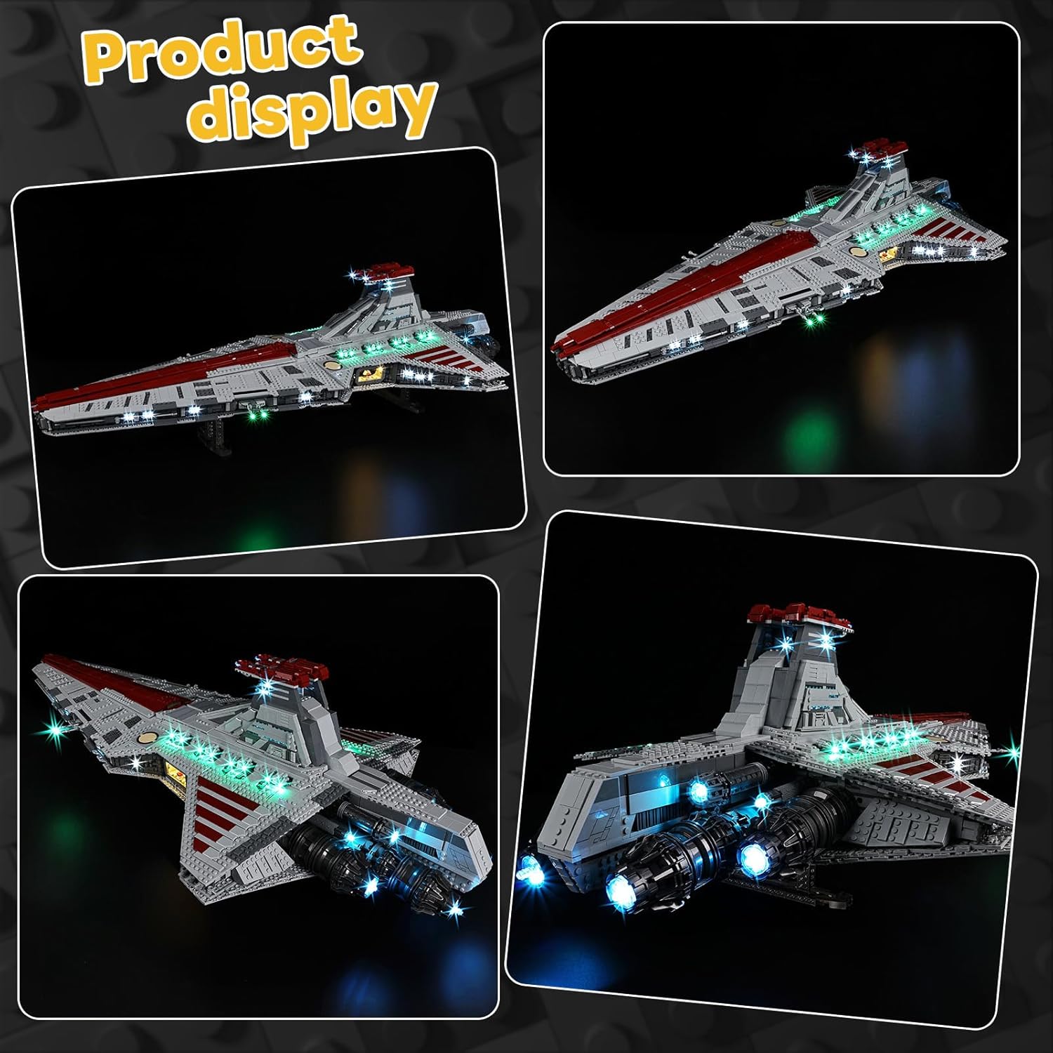 Kyglaring Light Kit Compatible with Lego Star Wars Venator 75367 Building Blocks, Upgrade Remote Control Lighting Accessories for Class Republic Attack Cruiser, Lights Only