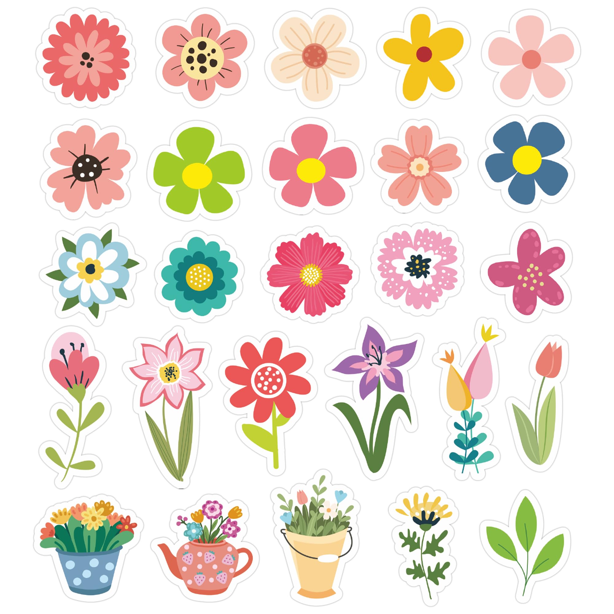 Lucleag 520 PCS Spring Flower Stickers for Kids, Colorful Springtime Flowers Floral Stickers for Crafts, Assorted Flowers Stickers for Spring Easter Party Favor Supplies Decorations