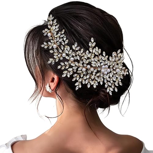 Peine de pelo de cristal para boda, accesorios para el cabello, perlas y diamantes de imitación, peines laterales nupciales para mujeres y niñas