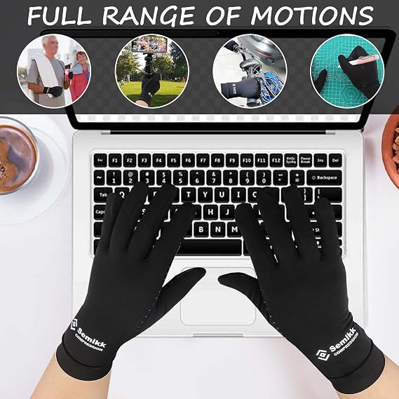 2 Pairs Compression Full Finger Arthritis Gloves, Copper Glove with Touch Screen Fingers for Everyday Support, Hand Joint Pain, Carpal Tunnel, Tendonitis, Trigger Finger, Fit for Men & Women (Small)