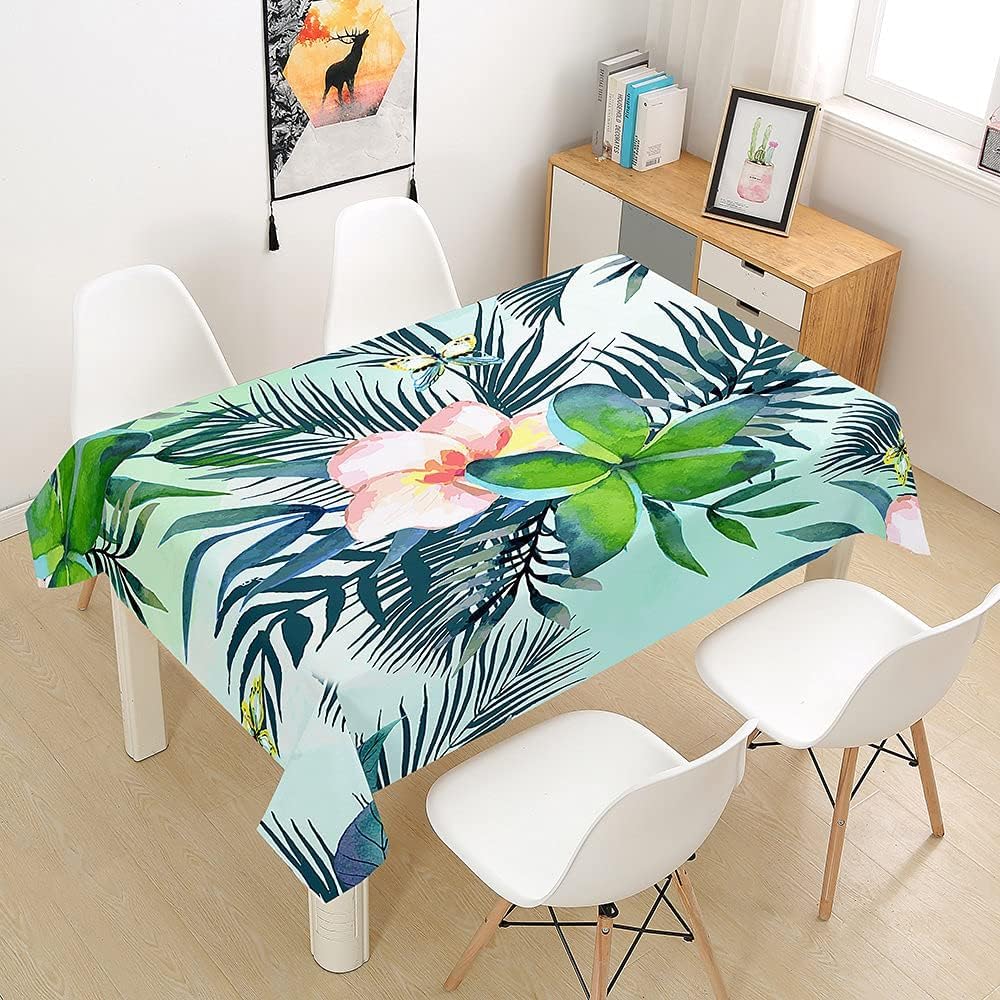 Tovaglia Antimacchia Rettangolare/Quadrata Fiori Tropicali, Tovaglie da Tavolo Impermeabile Poliestere Piante Tropicali 3D, per Natalizia Cucina Feste Giardino, 200x200 cm A/B1096