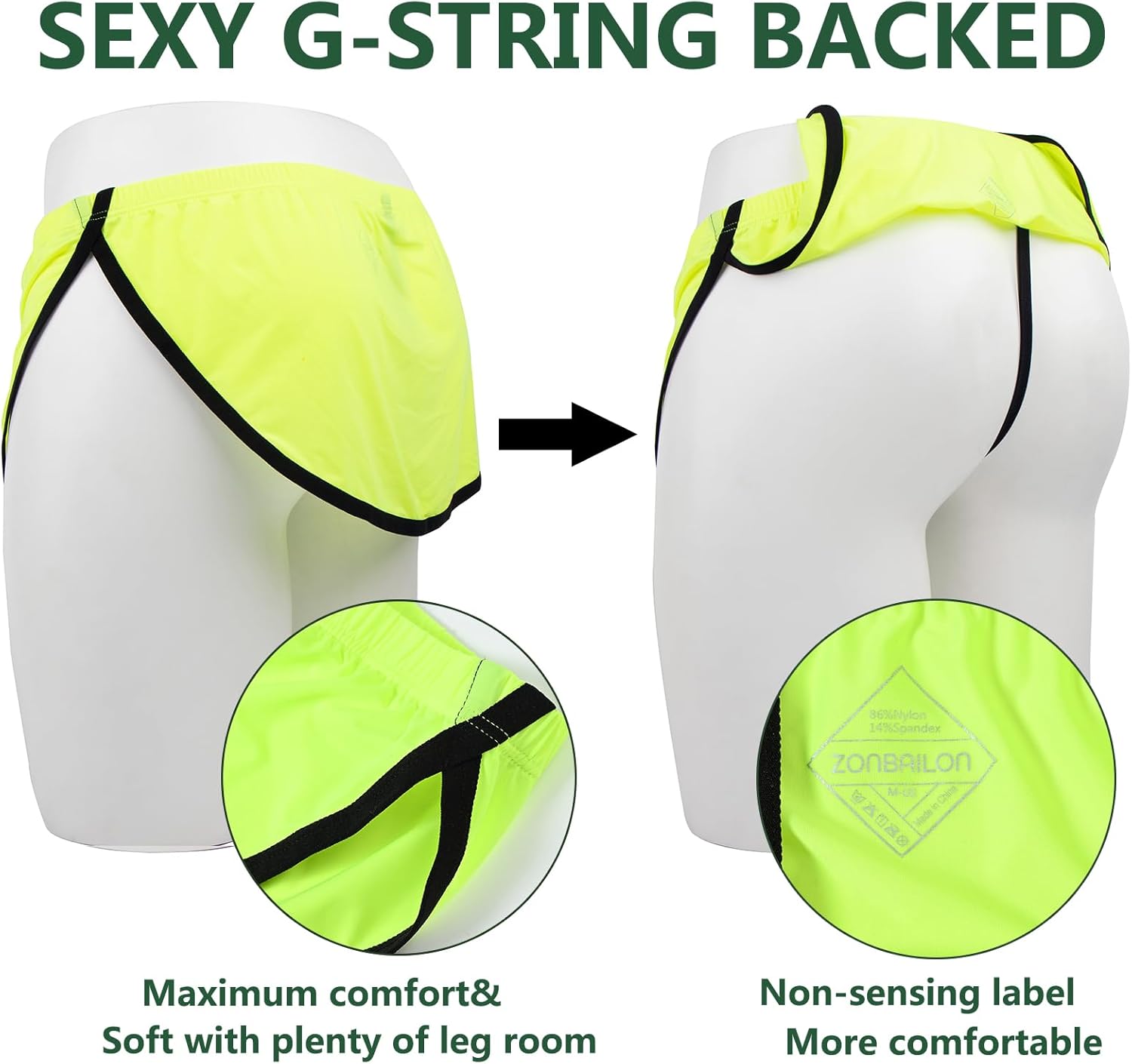 ZONBAILON Men's Boxers, G-String Backed Pouch Thongs with Skirting, Sexy Sleep Shorts Silky Pajama Underwear, Split Side - Image 4