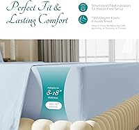 Vista 21 de Carressa Linen Sábana bajera ajustable 100% algodón tamaño King – Sábana bajera de 800 hilos King de algodón, lujosamente suave, refrescante