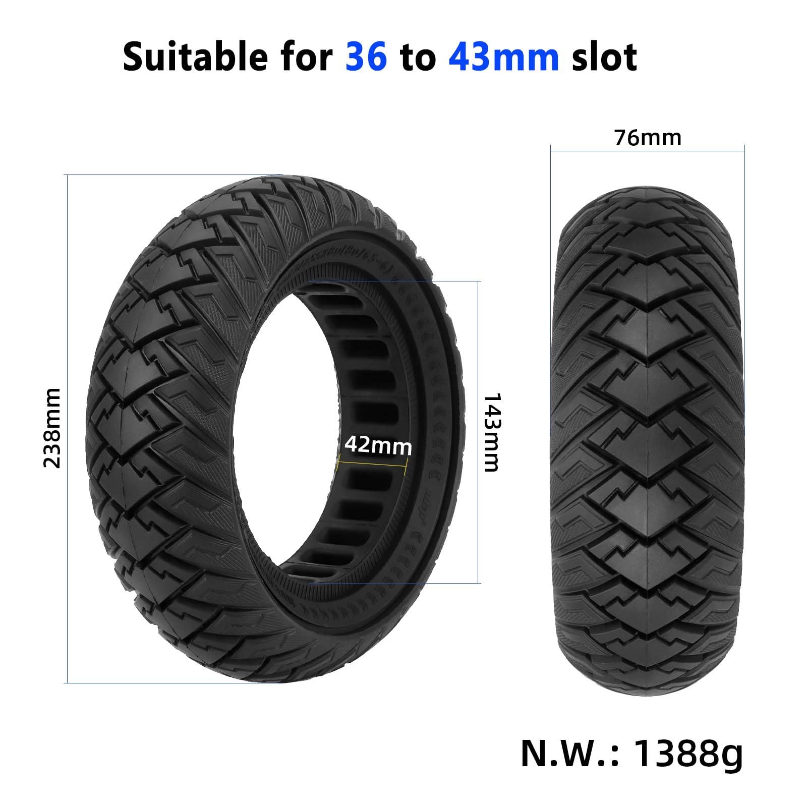 Pneumatici Solidi 10 Pollici per Scooter Elettrici - Gomma Piena 10 x 3/255 x 80 (80/65-6) - Ricambio per Zero 10X, Kaabo Wolf Warrior X/MANTIS 10