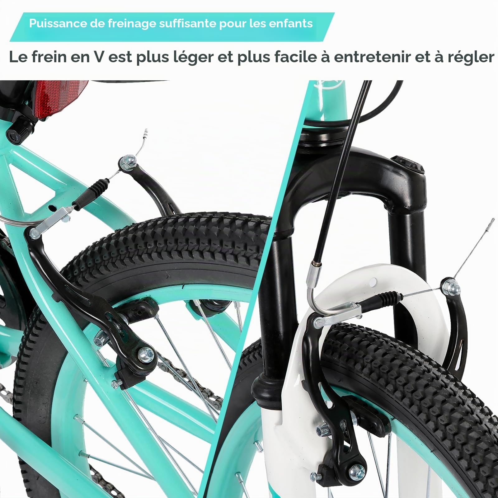 Hiland Climber Vélo pour Enfant 24 Pouces, 7 Vitesses, Frein en V, vélo de Montagne pour Enfants et Jeunes avec Fourche de Suspension，Rose/Vert/Bleu/Noir