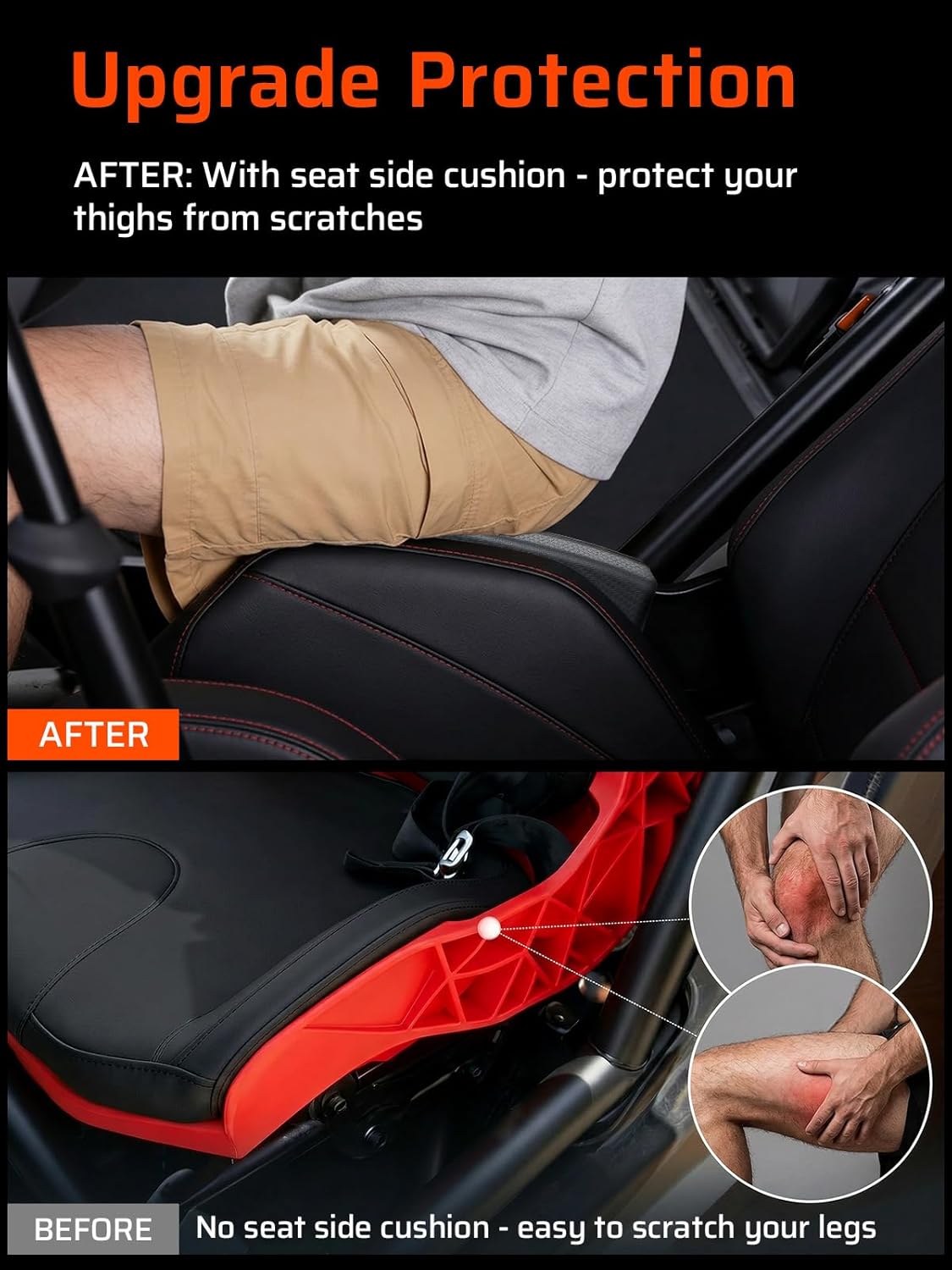 Ehaho Seat Side Pad Assembly Compatible with 2017-2025 Can-Am Maverick X3 MAX & Maverick R, Shock-Absorbing Thigh Protection Soft Seat Side Cushion, PU Foam UTV Accessories (1 Pair, Black)