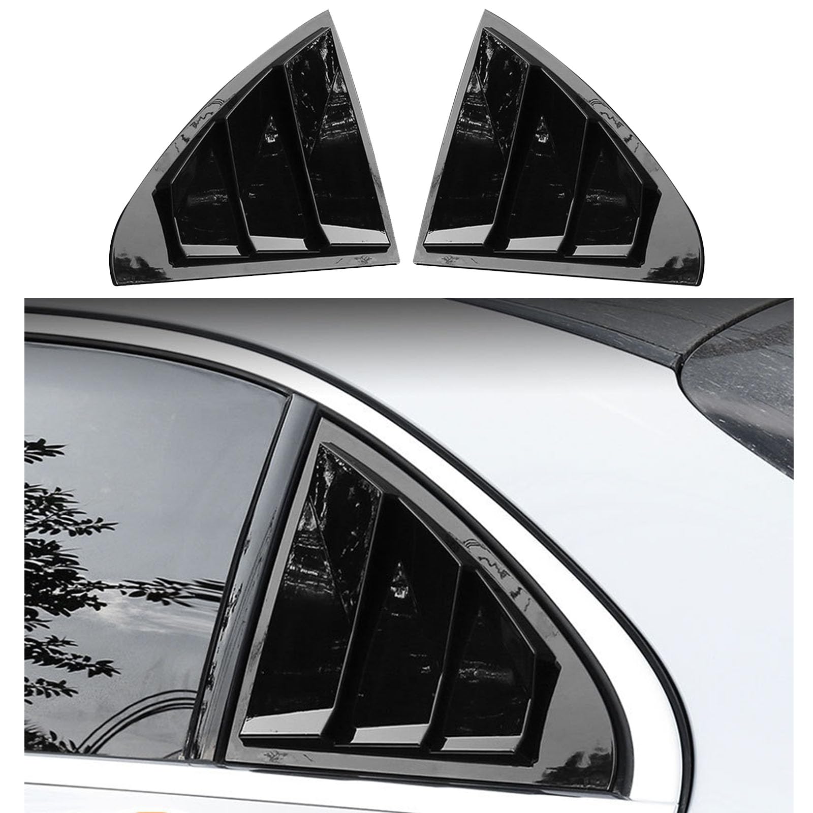 2 sztuki do Benz C-Class C180L C200L C260L 2019, tylne okiennice do samochodów, żaluzje boczne, osłony, wykończenia, akcesoria zewnętrzne ABS, czarny połysk