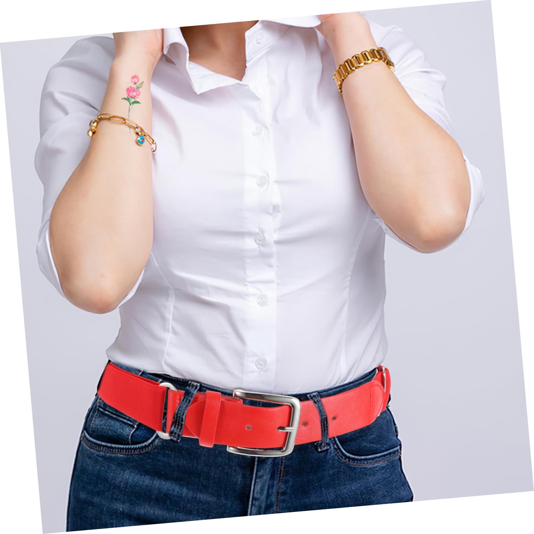 YARNOW Ceinture Élastique Pantalon Baseball Blanc Acier Homme