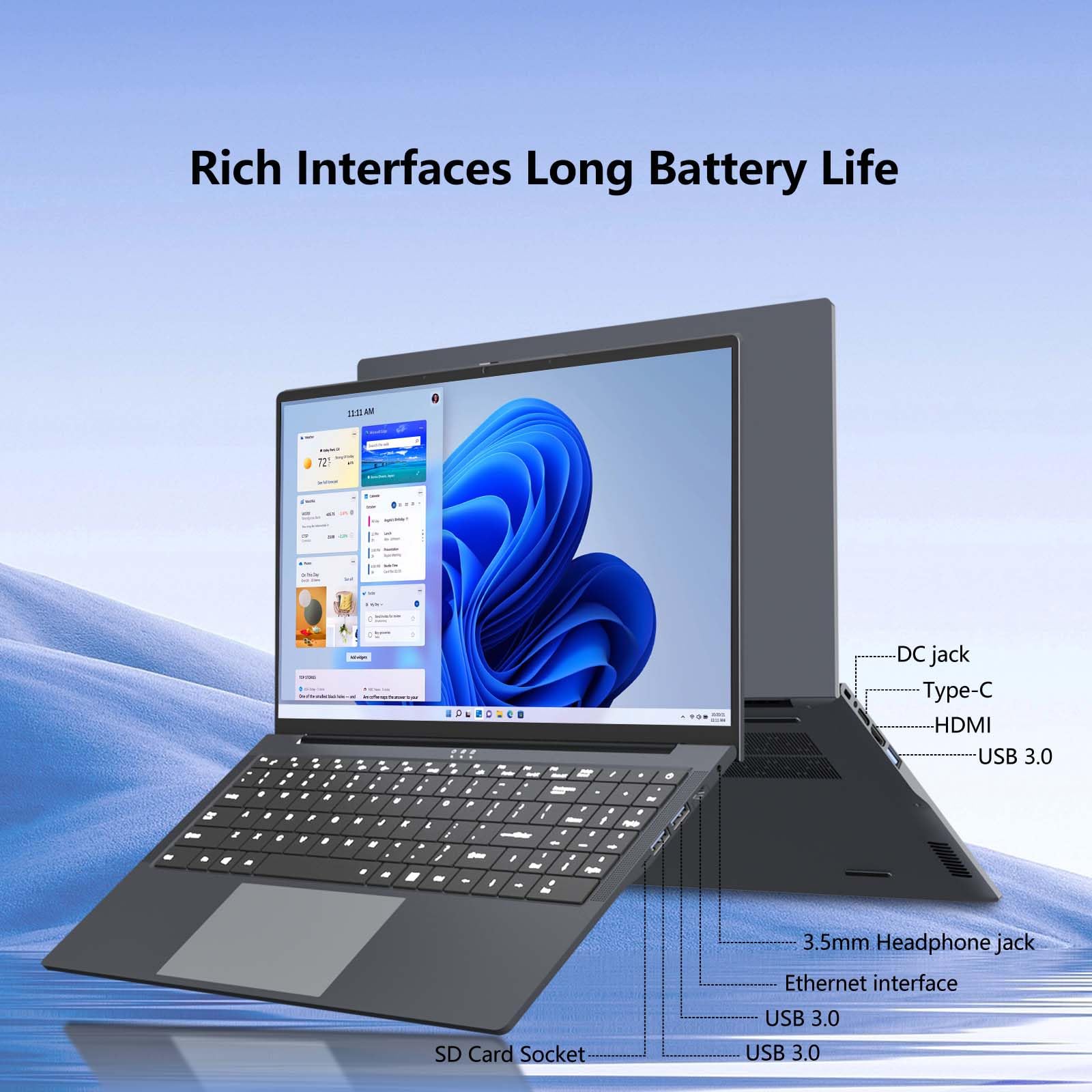 PC Portatile 16 Pollici con Core i5-8210Y, Laptop 16GB RAM 512GB SSD, Notebook Schermo IPS 1920x1200, Computer Portatile con Tastiera Retroilluminata, Mini-HDMI USB3.0 RJ45 Wi-Fi5 BT5.0 5800mAh