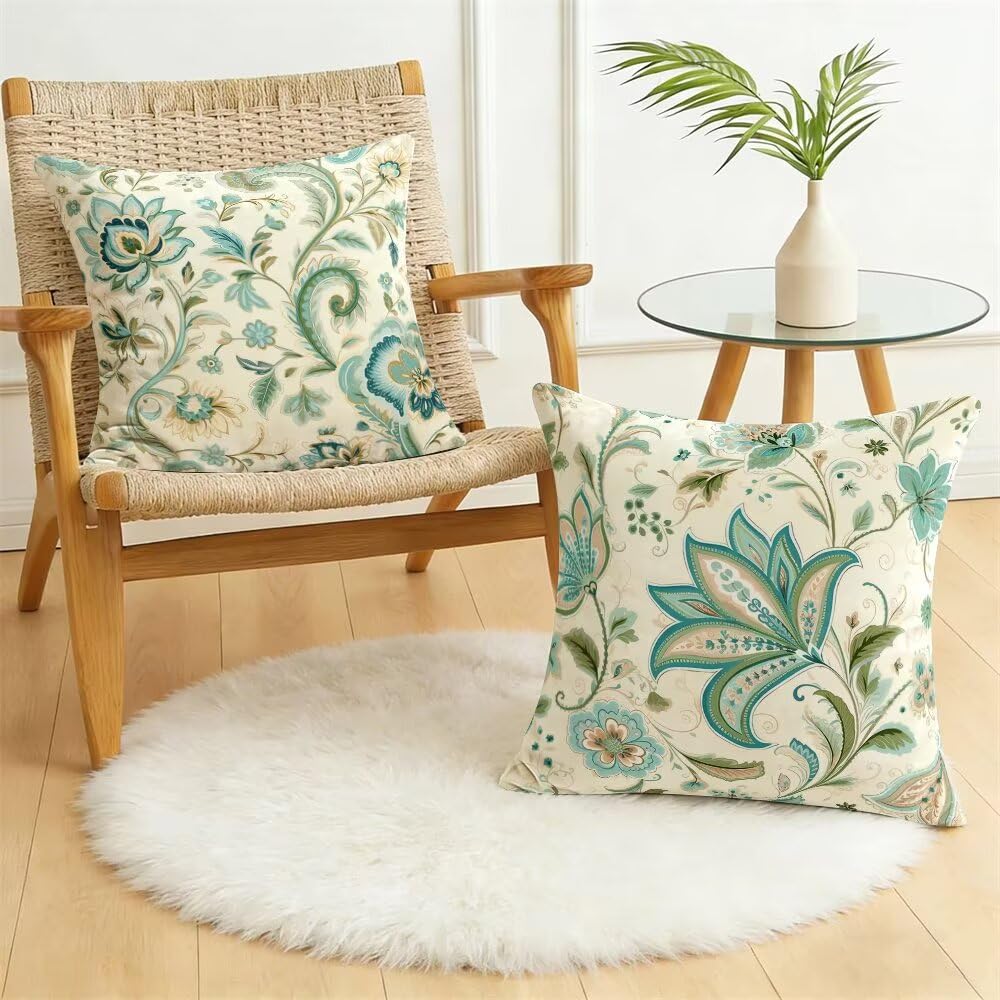 Aksamitna poszewka na poduszkę 80 x 80 cm, zestaw 2 dekoracyjnych poszewek na poduszki w stylu boho, poszewka na poduszkę w stylu vintage, miękka poduszka ozdobna, na kanapę, z ukrytym zamkiem