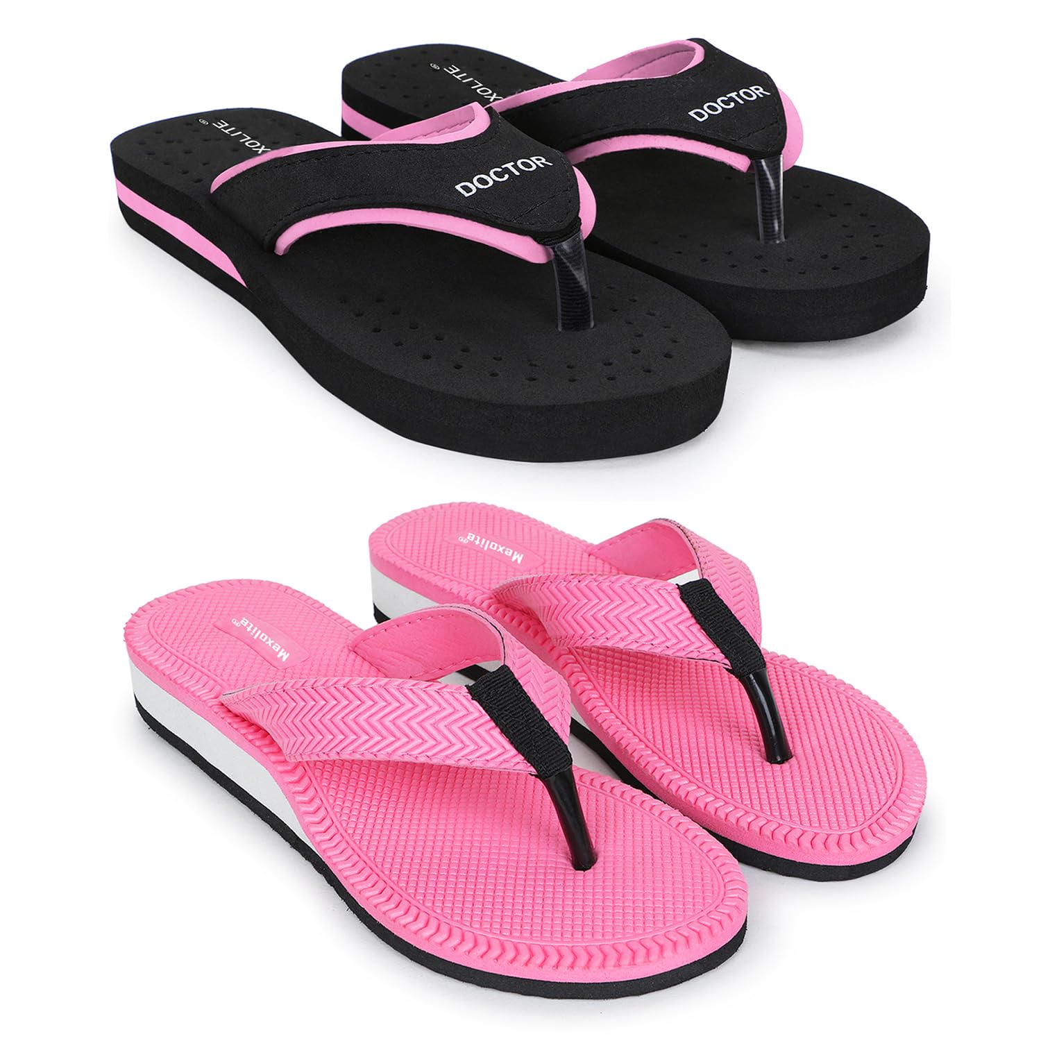 Mexolite Casual Comfortable Light In Weight Dailywear Extra Soft Heel And Doctor Slipper Chappal Combo For Women (Pink) (B0D873MJTP) Amazon Price History, Amazon Price Tracker
