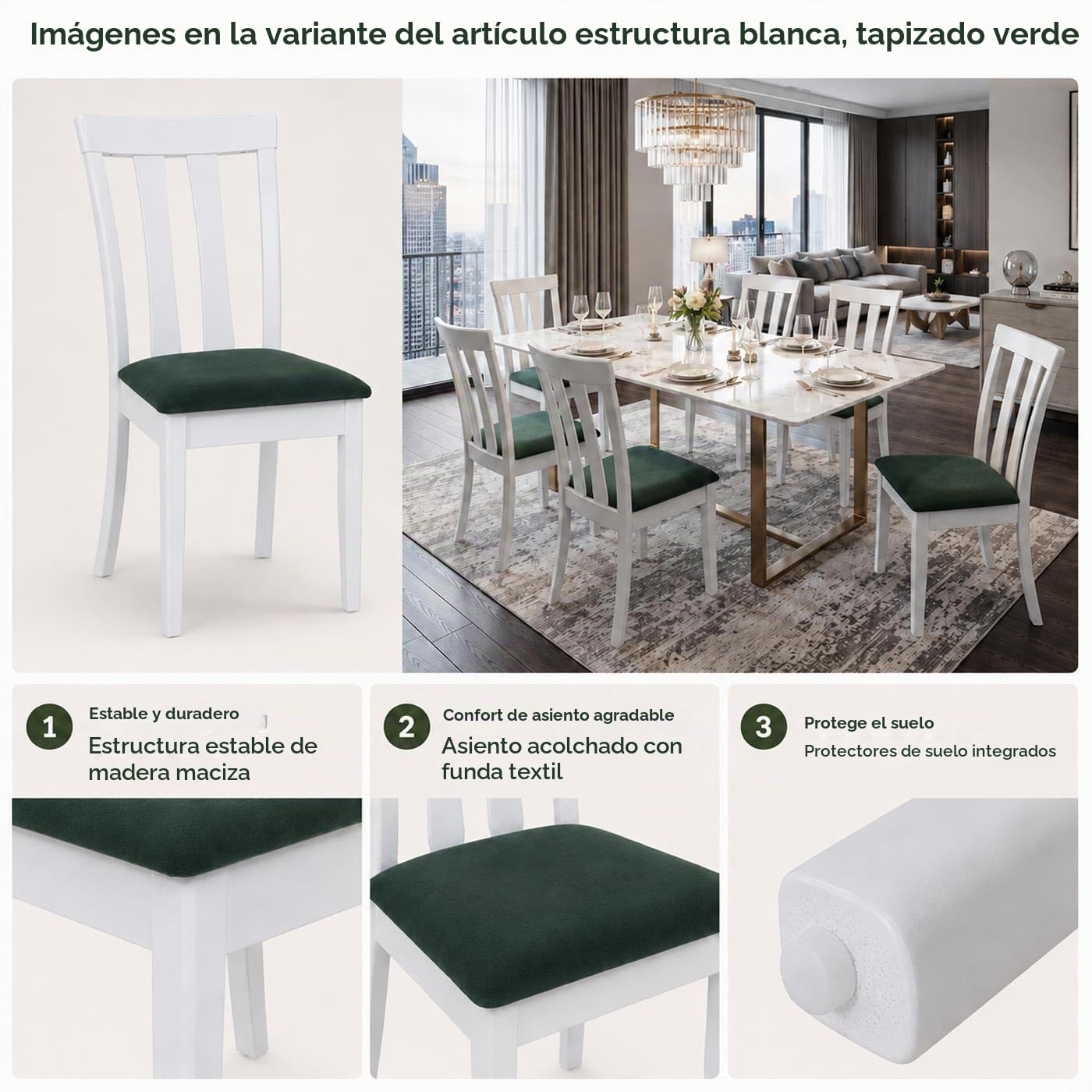Mendler Juego de 2 sillas de comedor HWC-G46, silla de cocina, tela/textil de madera maciza - marco natural, marrón