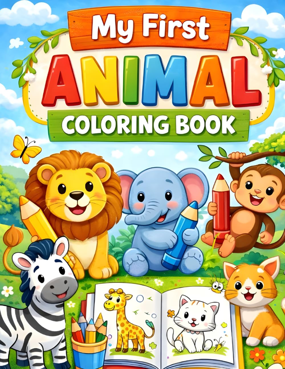 Cute Animals Coloring Book for Kids Ages 3–6: Fun & Easy Animal Coloring Pages for Toddlers and Preschoolers | Big Simple Designs to Boost Creativity & Motor Skills