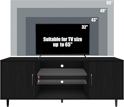 Miniatura 3 de Gyger Moderno soporte de TV para TV de 65 pulgadas, centro de entretenimiento de TV para dormitorio, sala de estar, consola multimedia con armarios