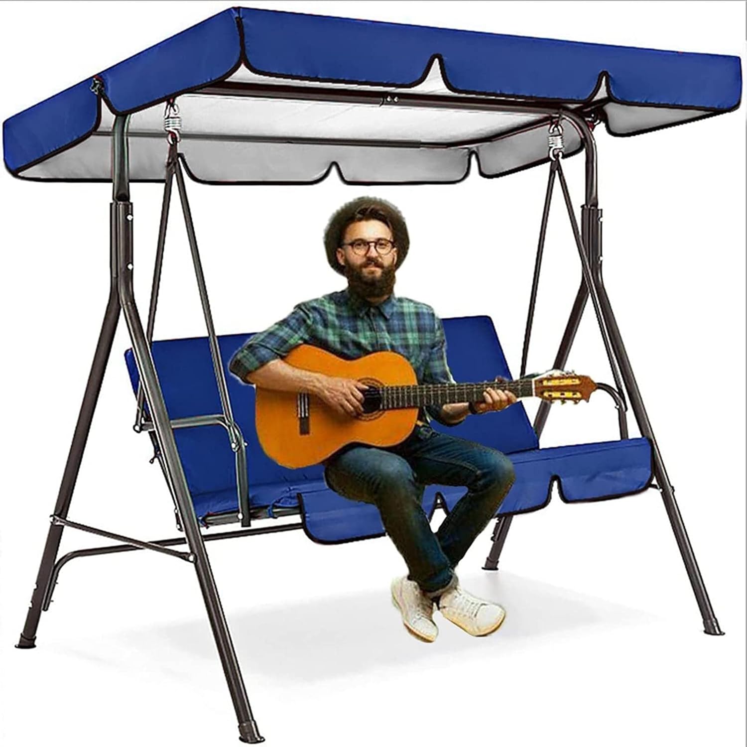 Water Resistant Patio Swing Cover Set,Swing Canopy Replacement Top Cover and Chair Cover,Garden Seater Sun Shade Porch Replacement Swing Cushion-(top Cover + Chair Cover)