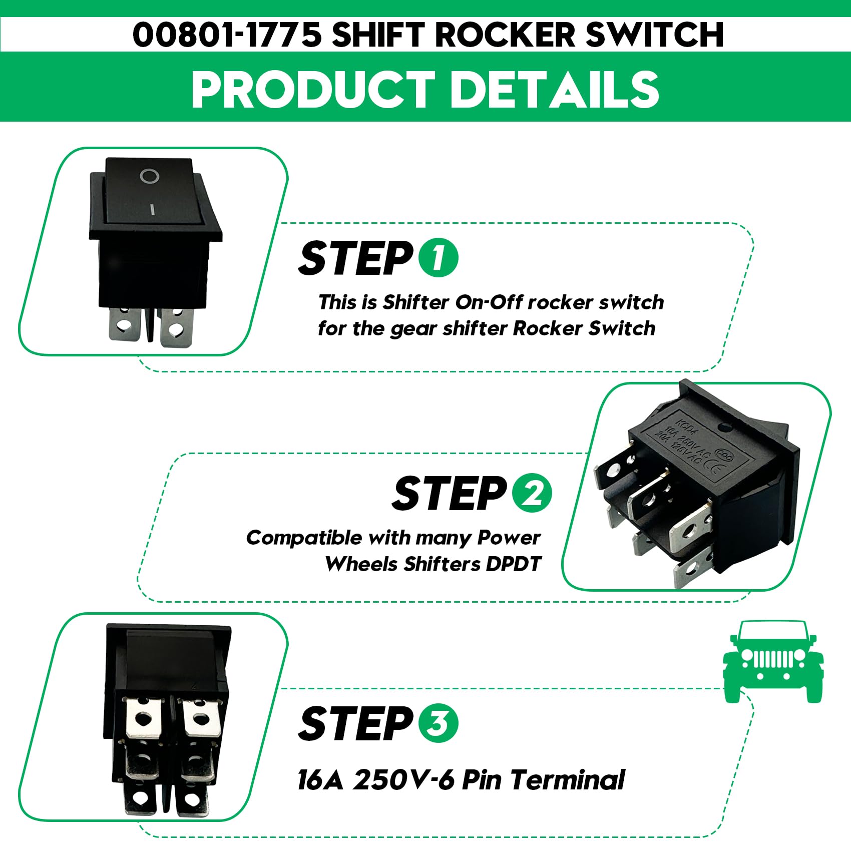 Amazon.com: 2 Pack 00801-1775 Shifter Rocker Switch for Power