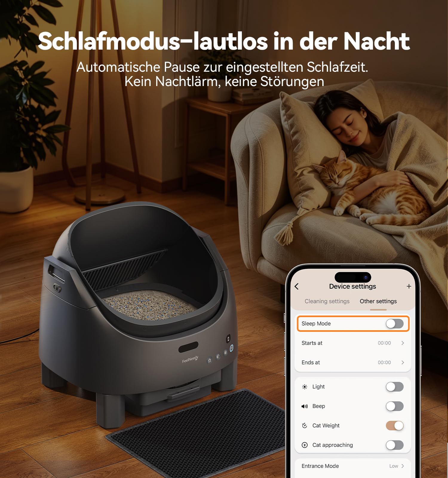 FEELNEEDY Katzenklo Selbstreinigend, Elektrisches Katzenklo mit Geruchsneutralisierungssystem für Katzen 1-15kg, APP-Steuerung & Mehrfache Sensor-Sicherheit, Verstellbare Eintrittshöhe