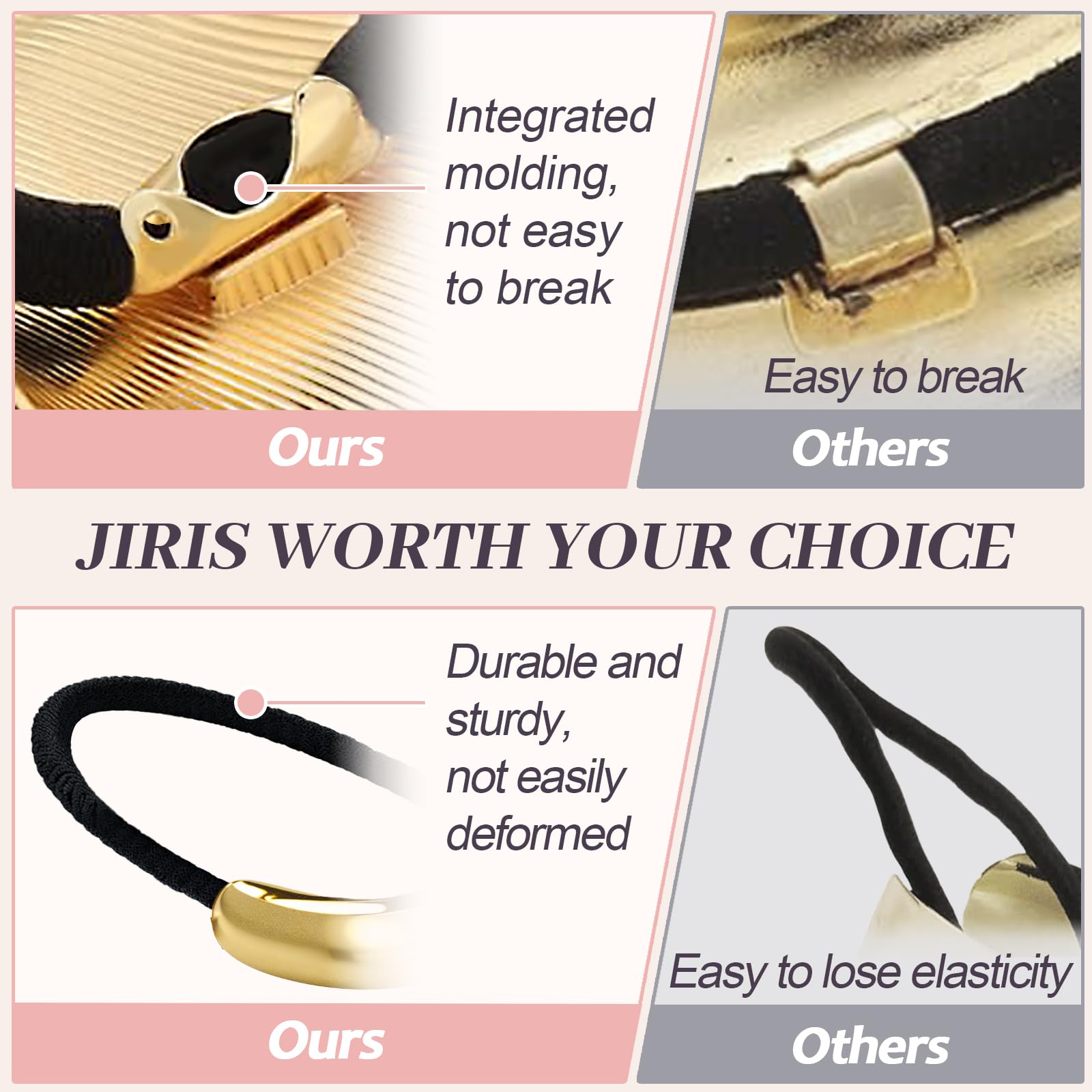 3 gomas metálicas para el pelo para mujer, gomas doradas geométricas de metal, accesorios para el cabello elásticos y no dañan la coleta, bandas de metal para peinar el cabello (set 4)