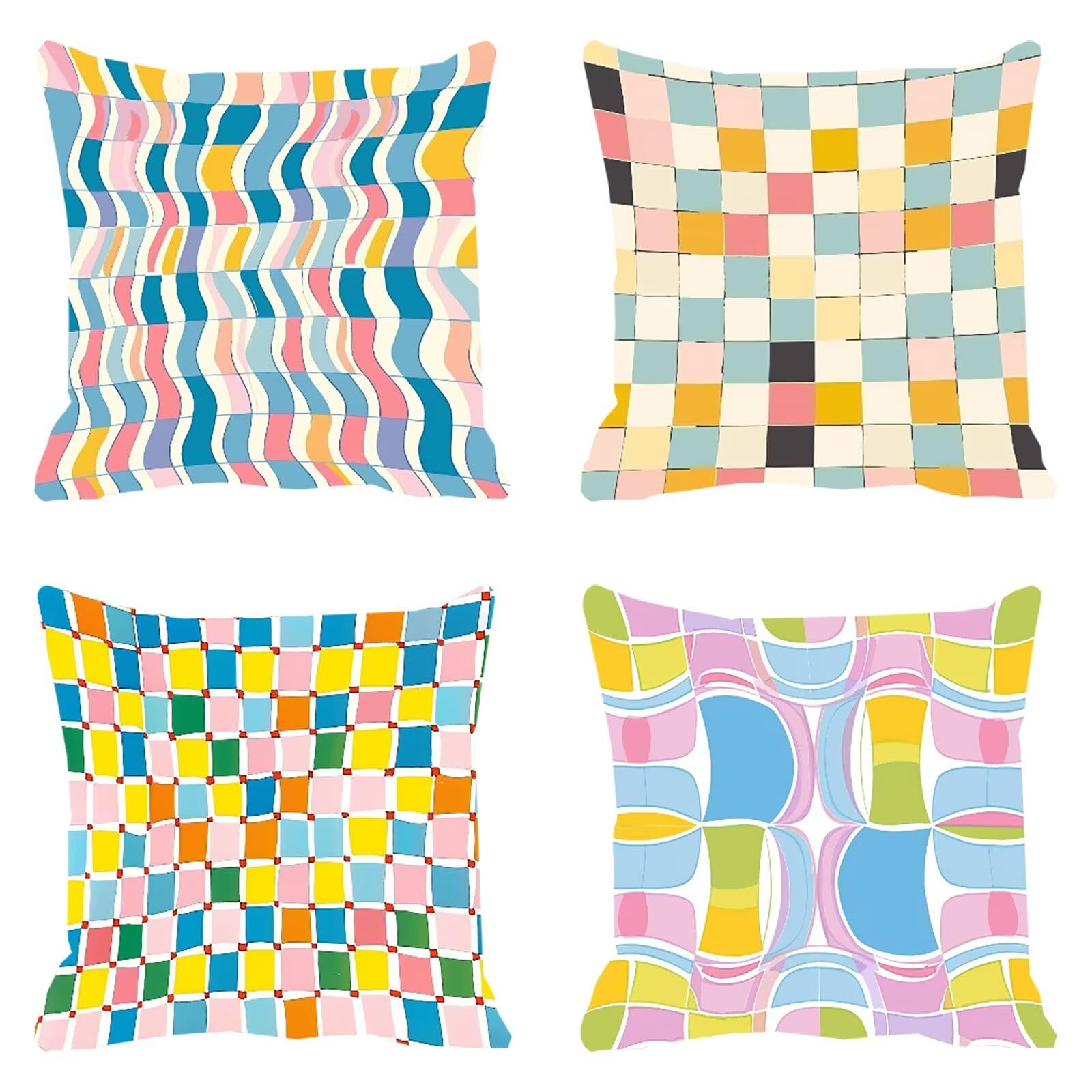 Housse de coussin 50x50cm imperméable et résistante pour salon de jardin en tartans