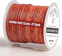 Vista 15 de Cordón de cuero para hacer joyas, cordón redondo de 2 mm, cuerda de 27 yardas utilizada para manualidades, cuerda para collar, trenzado - Negro