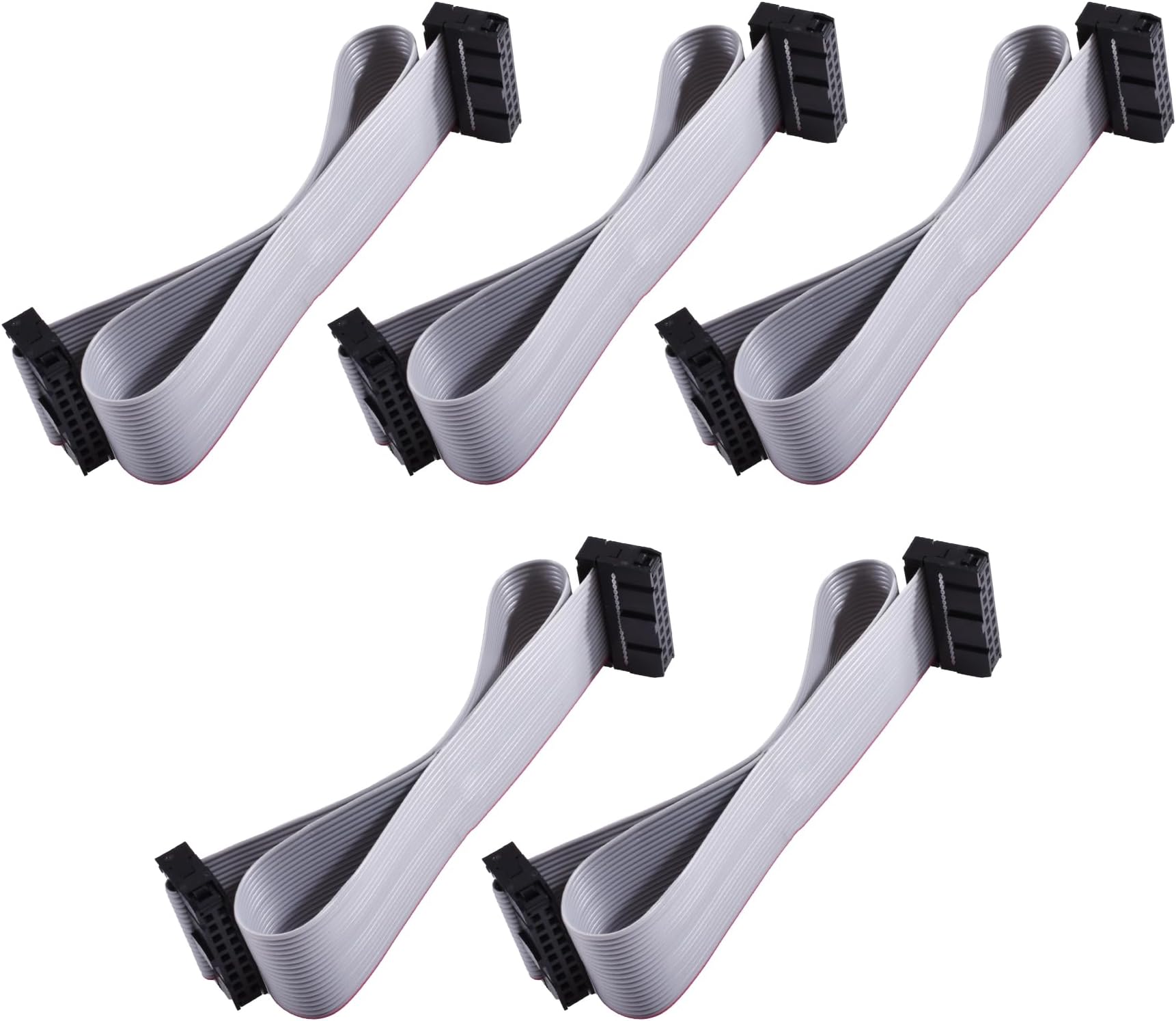 5 Pcs IDC 18 Pin Connector Flat Ribbon Cable,Length 30cm 2.54mm Pitch,Female to Female Wires IDC Ribbon Cable