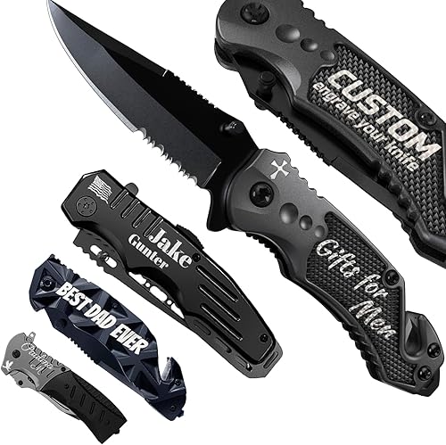 Regalos personalizados para hombres  Cuchillo de bolsillo grabado  Cuchillo personalizado para hombres, papá y todo  Ideas de regalo de Navidad,